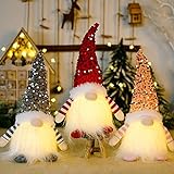 ACAREY Weihnachtsdeko 3 Stück Weihnachten Deko Wichtel mit Licht, Weihnachtswichtel Plüsch Weihnachtsdeko Amerikanisch mit LED Weihnachten Figur Beleuchtete Wichtel für Weihnachtsdekoration